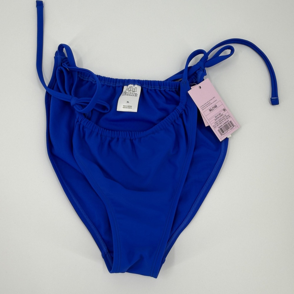 Wild Fable Bikini Bottom Side Tie Modern Women XL 16 Blue High Leg Cheeky Solid